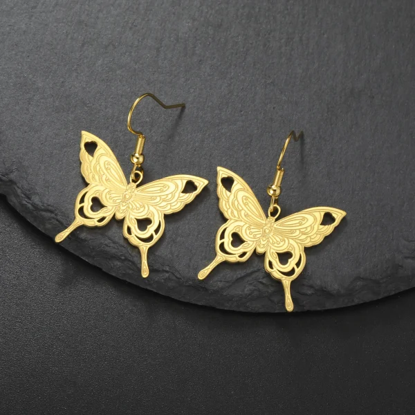 Butterfly Women's Earrings Stainless Steel Gold Color… – Rune… – Image 15