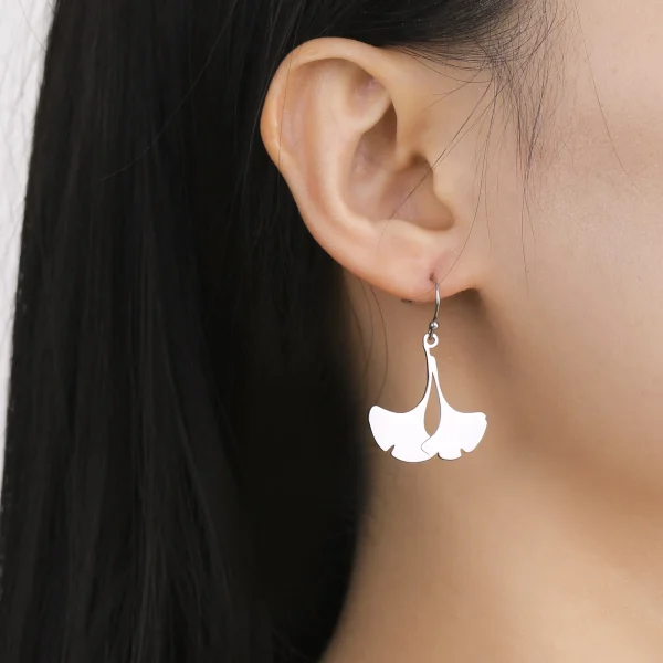 boucles d'oreilles pendantes en forme de feuille de… – Chant… – Image 5