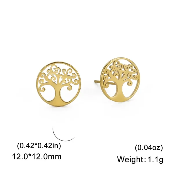 boucles d'oreilles arbre de vie en acier inoxydable,… – Ailes… – Image 6