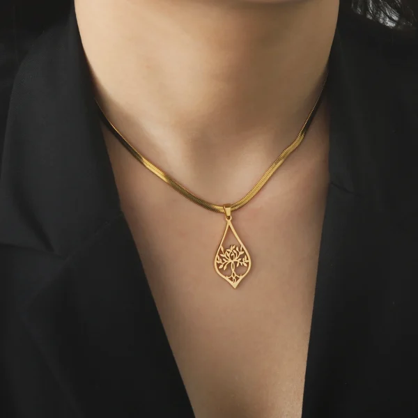 collier arbre de vie pour femmes et filles, en acier… – Chant… – Image 3
