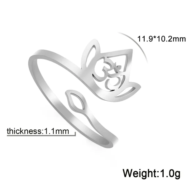 2025 Vintage Lotus Flower Rings Women Stainless Steel… – Rune… – Image 8