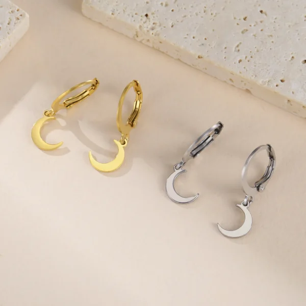 boucles d'oreilles pendantes lune étoile pour femmes… – Chant… – Image 29