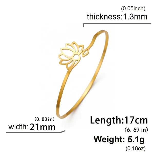 Annie Flower-Bracelet manchette en acier inoxydable pour… –… – Image 6