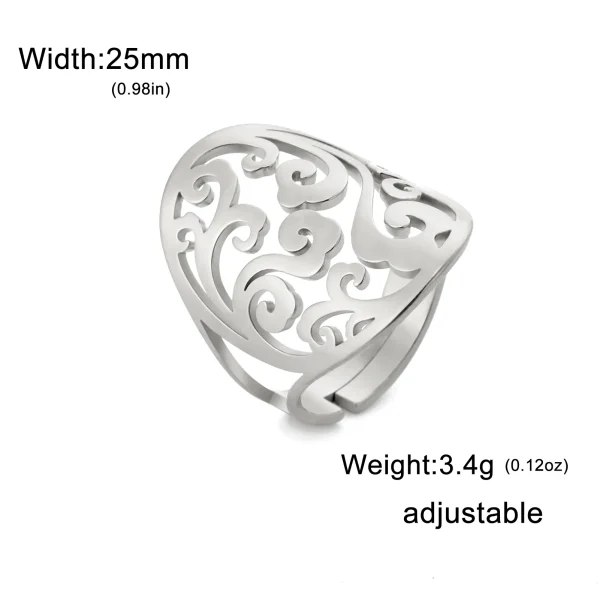 bague ajustable en filigrane géométrique pour femmes,… – Rune… – Image 11