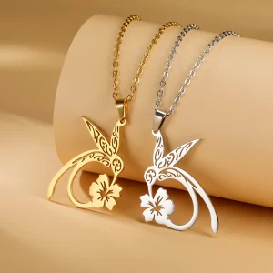 Colliers avec pendentif fleur de colibri pour femmes et filles,…