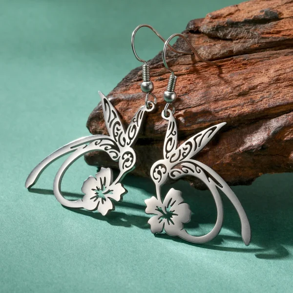 boucles d'oreilles pendantes en forme de fleur de… – Chant des… – Image 4