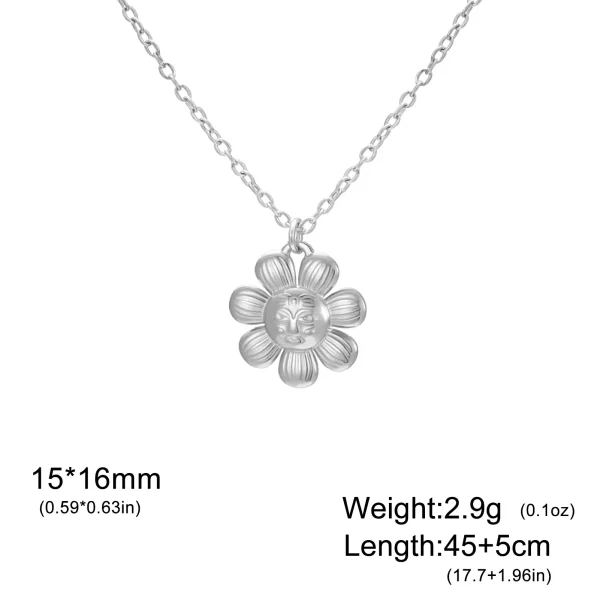 Flower Pendant Necklace for Women Girls Stainless Steel… –… – Image 16