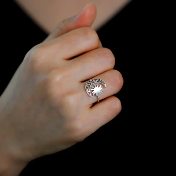 bague soleil en forme de croissant de lune pour… – Ailes d’Ange – Image 5