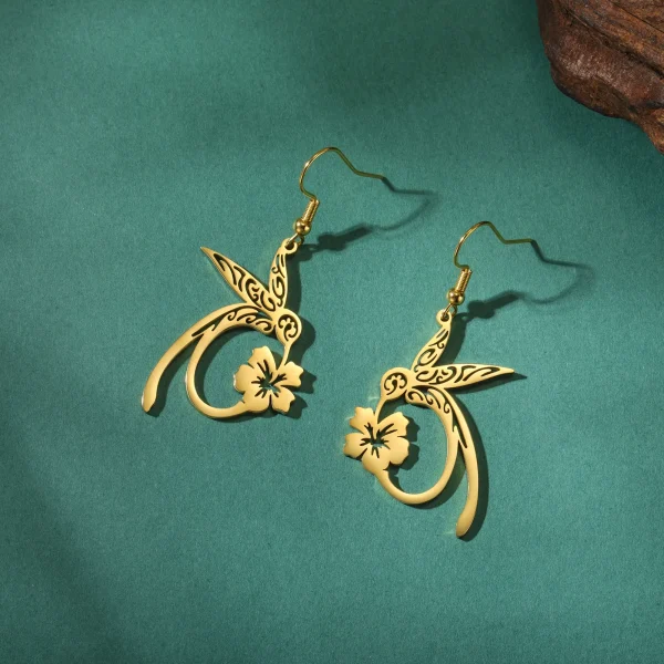 boucles d'oreilles pendantes en forme de fleur de… – Chant des… – Image 15