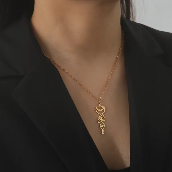 fleur de Lotus Yoga Om Unalome pendentif collier en… – Éclat… – Image 28