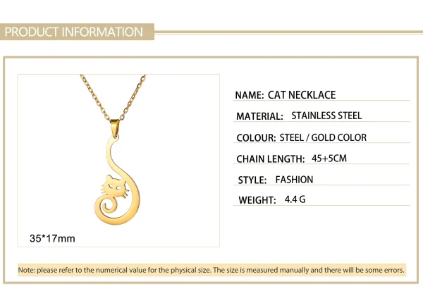Collier pendentif chaton pour femmes et filles, chaîne de pull… – Image 13