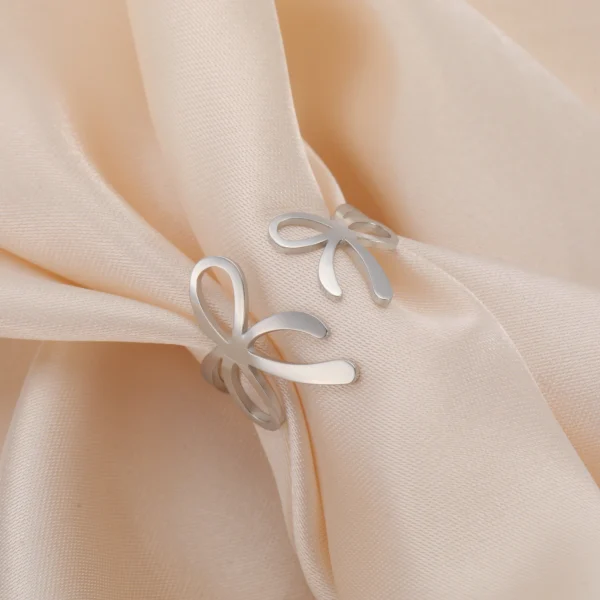 bagues ouvertes à nœud papillon pour femmes, en acier… – Chant… – Image 4