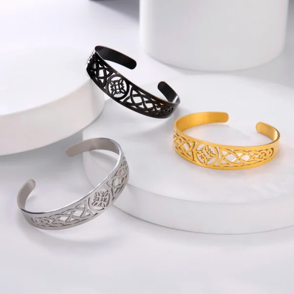 Bracelets manchette en acier inoxydable avec nœud de… – Rune de… – Image 4