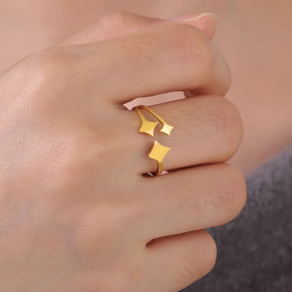 Four Pointed Star Open Ring for Women Stainless Steel… – Éclat… – Image 5