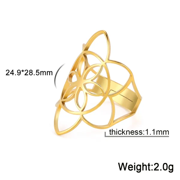bague fleur de vie Vintage réglable en acier… – Ailes d’Ange – Image 12