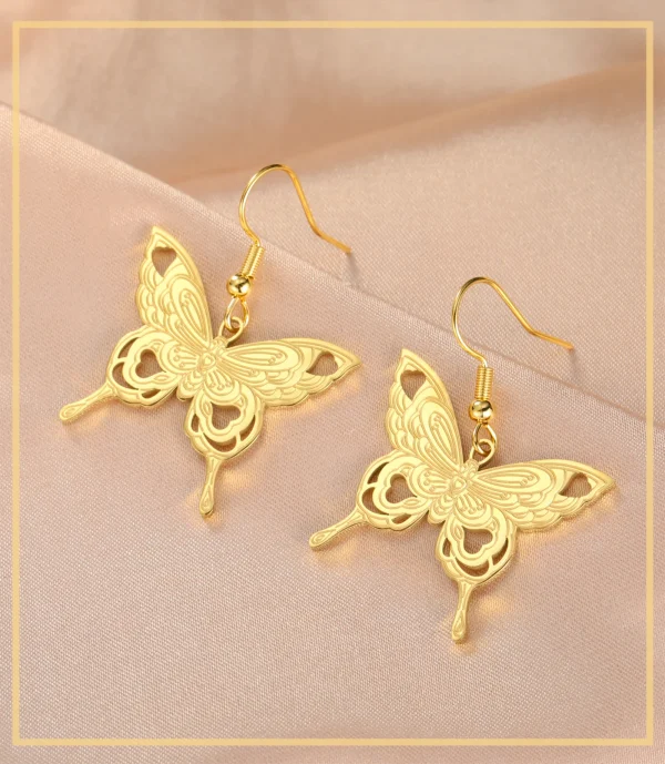 Butterfly Women's Earrings Stainless Steel Gold Color… – Rune… – Image 8