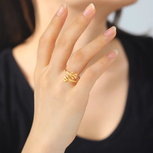 bague ajustable en acier inoxydable pour femmes et… – Ailes… – Image 17