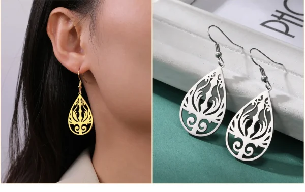 Boucles d'oreilles bohème en acier inoxydable pour… – Ailes… – Image 33