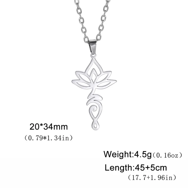fleur de Lotus Yoga Om Unalome pendentif collier en… – Éclat… – Image 8