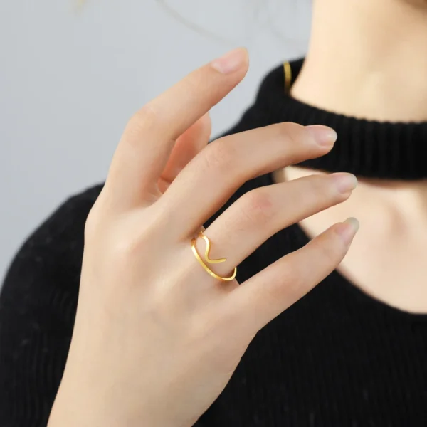 New Minimalist Wave Ring for Women Girls Simple… – Lueur… – Image 6