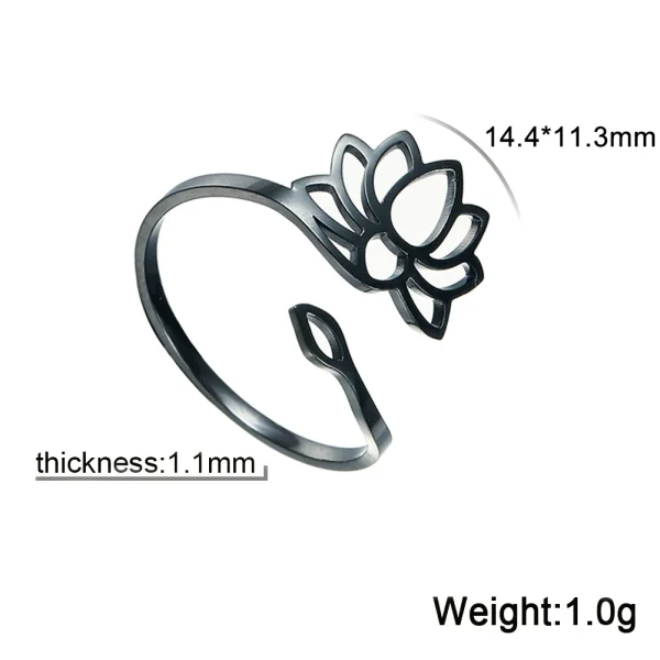 2025 Vintage Lotus Flower Rings Women Stainless Steel… – Rune… – Image 14