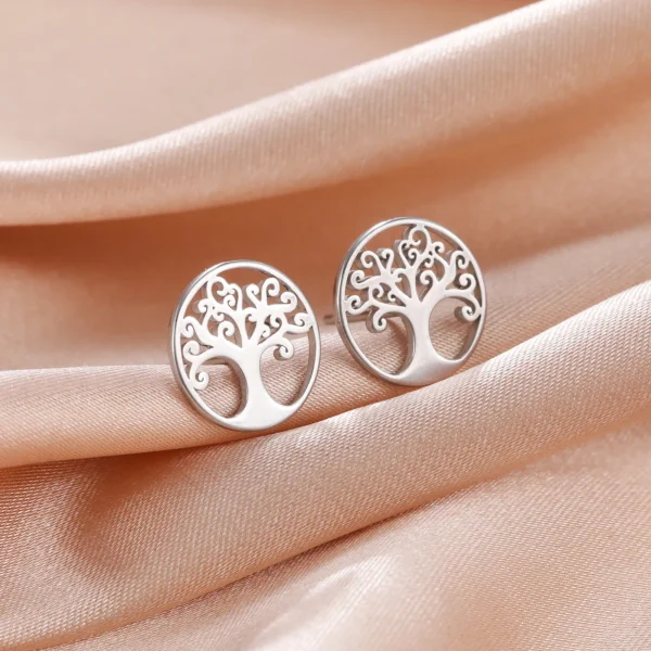 boucles d'oreilles arbre de vie en acier inoxydable,… – Ailes… – Image 2