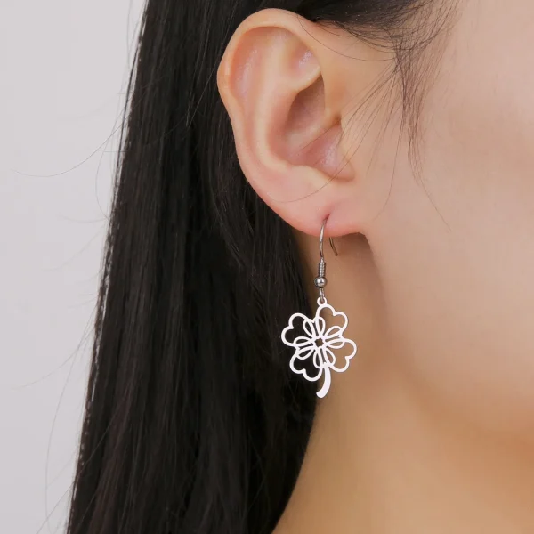 Boucles d'oreilles pendantes Everver à quatre feuilles… – Éclat… – Image 4