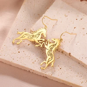 boucles d'oreilles cheval exquises pour femmes, en… – Ailes…