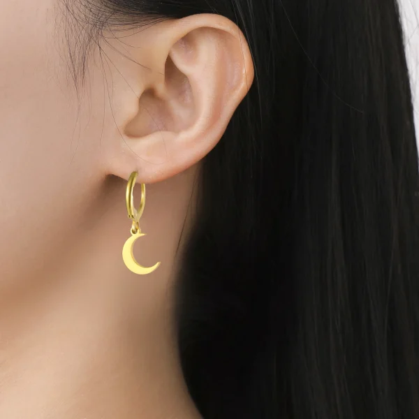 boucles d'oreilles pendantes lune étoile pour femmes… – Chant… – Image 26