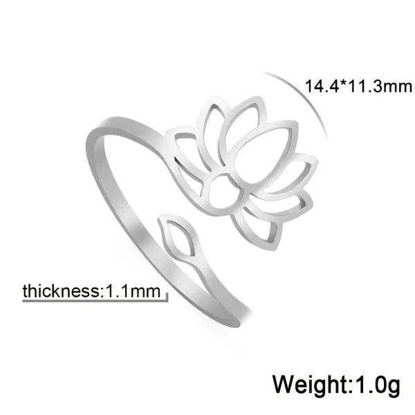 2025 Vintage Lotus Flower Rings Women Stainless Steel… – Rune… – Image 13