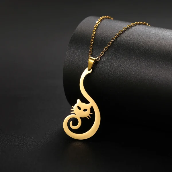 Collier pendentif chaton pour femmes et filles, chaîne de pull… – Image 5