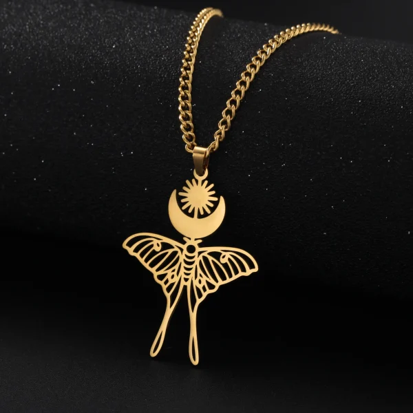 Collier pendentif lune soleil papillon pour femme,… – Chant des… – Image 18