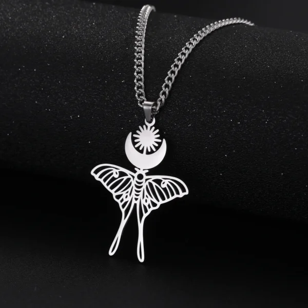 Collier pendentif lune soleil papillon pour femme,… – Chant des… – Image 17