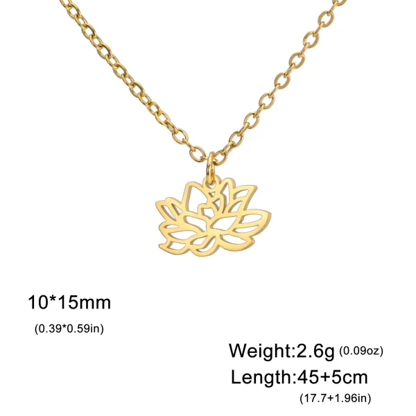 Collier pendentif fleurs pour femme, acier inoxydable,… – Ailes… – Image 23