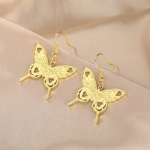 Butterfly Women's Earrings Stainless Steel Gold Color… – Rune…