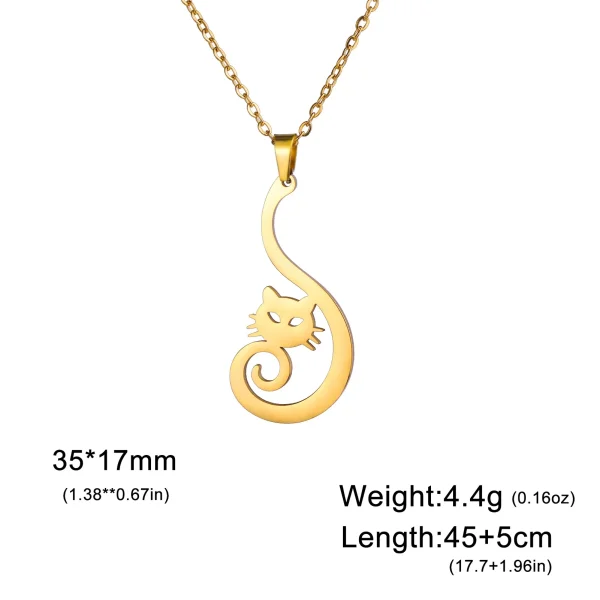 Collier pendentif chaton pour femmes et filles, chaîne de pull… – Image 8