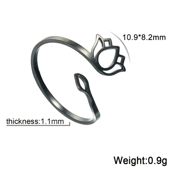 2025 Vintage Lotus Flower Rings Women Stainless Steel… – Rune… – Image 12