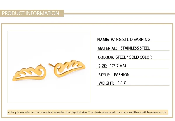 Boucles d'Oreilles Ailes d'Ange en Acier Inoxydable pour… –… – Image 10