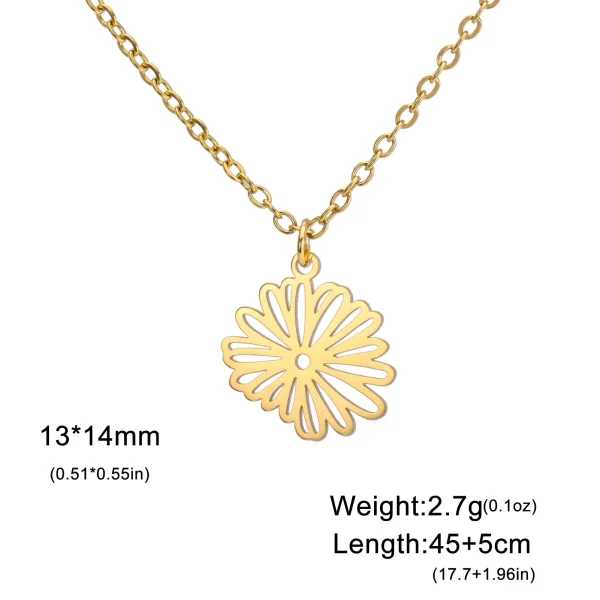 Collier pendentif fleurs pour femme, acier inoxydable,… – Ailes… – Image 7