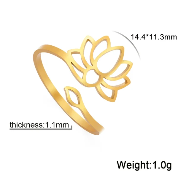 2025 Vintage Lotus Flower Rings Women Stainless Steel… – Rune… – Image 11