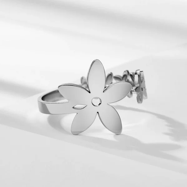 Women Korea Flower Ring Stainless Steel Gold Color Boho… – Rune… – Image 5