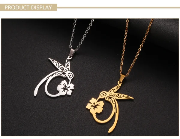 Colliers avec pendentif fleur de colibri pour femmes et filles,… – Image 15