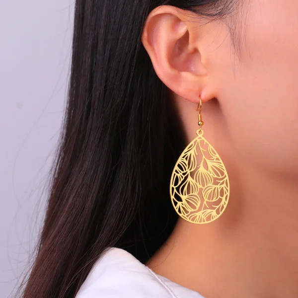 Boucles d'Oreilles Bohème Filig123 en Forme de Goutte… – Ailes… – Image 3
