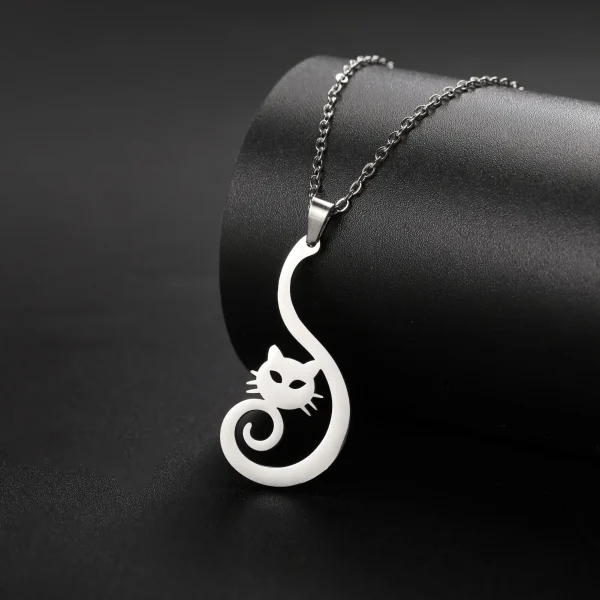 Collier pendentif chaton pour femmes et filles, chaîne de pull… – Image 6