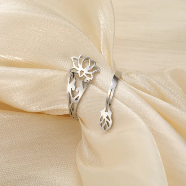 bagues fleur de Lotus pour femmes, en acier… – Chant des Sylves – Image 13