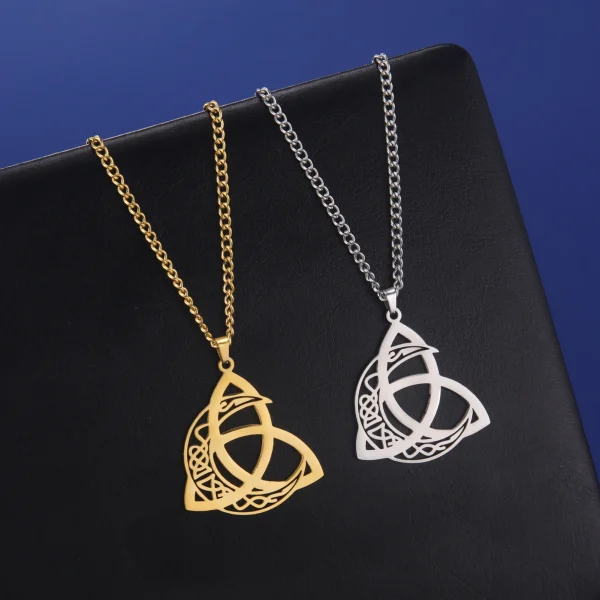 ingsIrish Celtics Noeud Lune Pendentif Collier pour… – Lueur… – Image 4