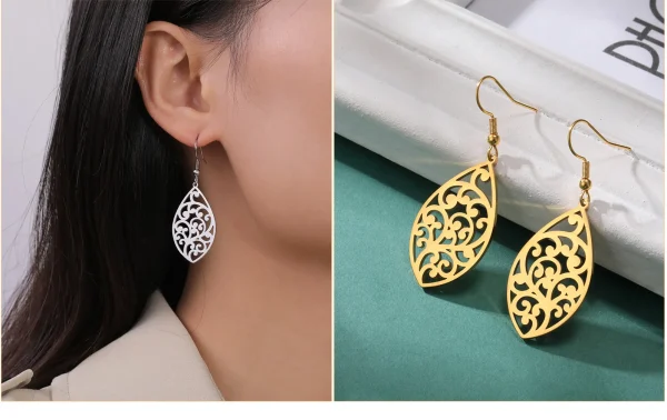 Boucles d'oreilles bohème en acier inoxydable pour… – Ailes… – Image 28