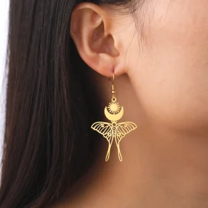 boucles d'oreilles lune soleil papillon pour femmes,… – Chant…