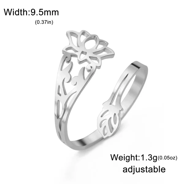 bagues fleur de Lotus pour femmes, en acier… – Chant des Sylves – Image 7
