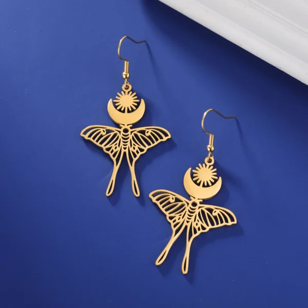 boucles d'oreilles lune soleil papillon pour femmes,… – Chant… – Image 18